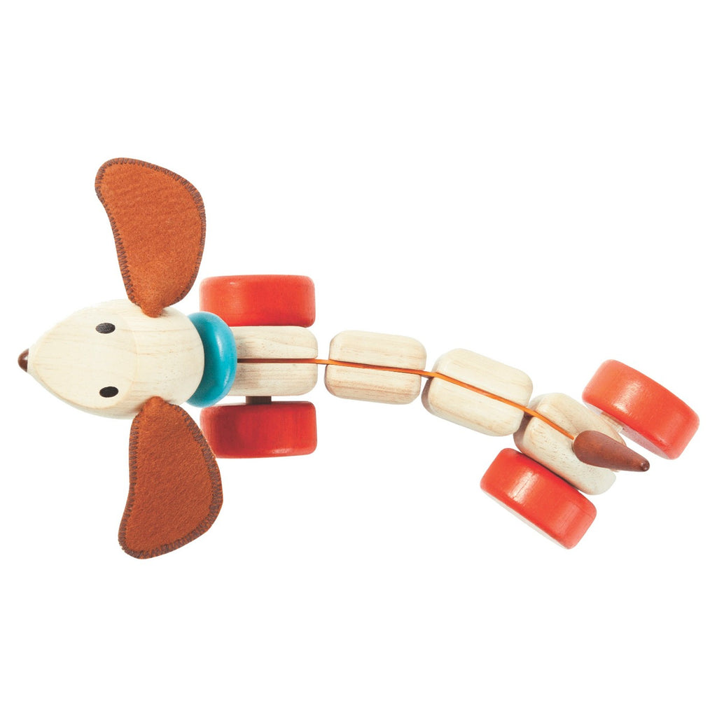 lifestyle_1, PlanToys Wooden Pull-Along Happy Puppy Children's Toy dog red wheels 