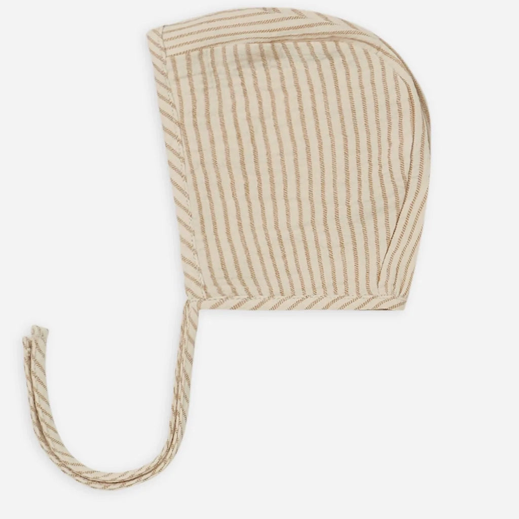 Quincy Mae 100% Organic Cotton Baby Bonnet in Ocre Stripe