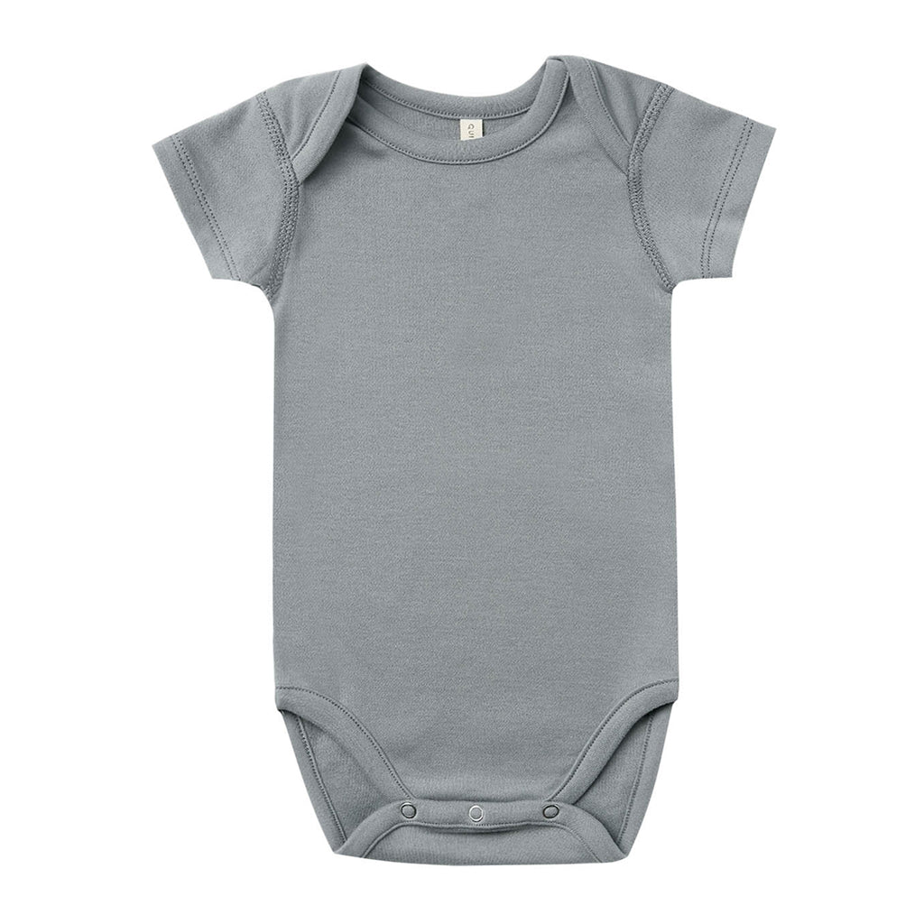 Quincy Mae Ocean Short Sleeve Bodysuit Organic Infant Baby Onesie dark grey blue