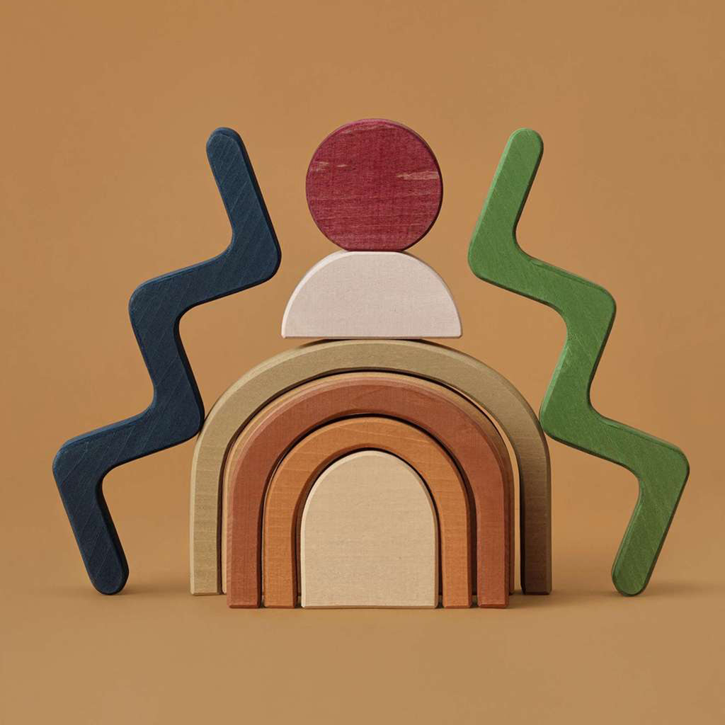 lifestyle_1, Raduga Grez Shapes Building Blocks Children's Wooden Toy arches circle squiggles earth tones