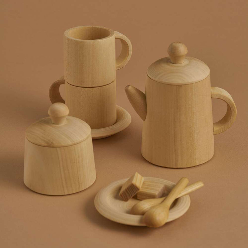 Raduga Grez Natural Wooden Tea Set Children's Pretend Play Kitchen Toy