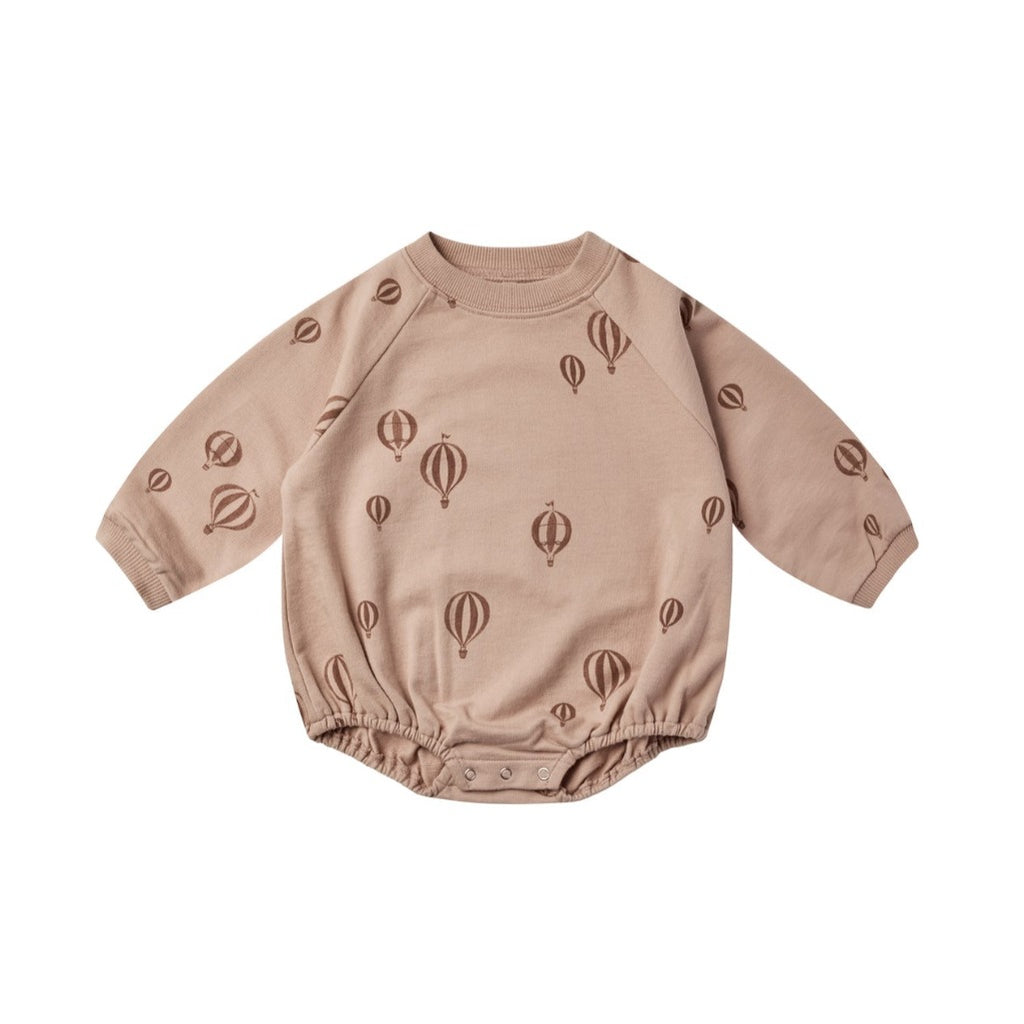 Rylee + Cru Crew Neck Baby Romper with Hot Air Balloons