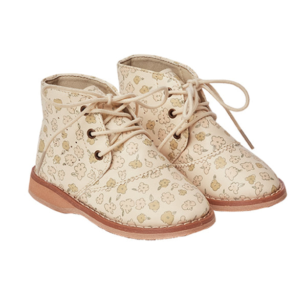 Rylee + Cru Delicate Flower Oxford Boots Children's Shoes ivory off-white 