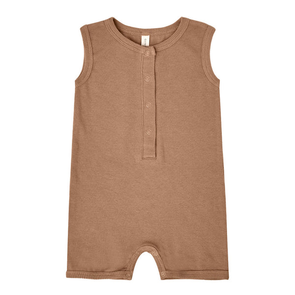 quincy mae baby ribbed romper clay