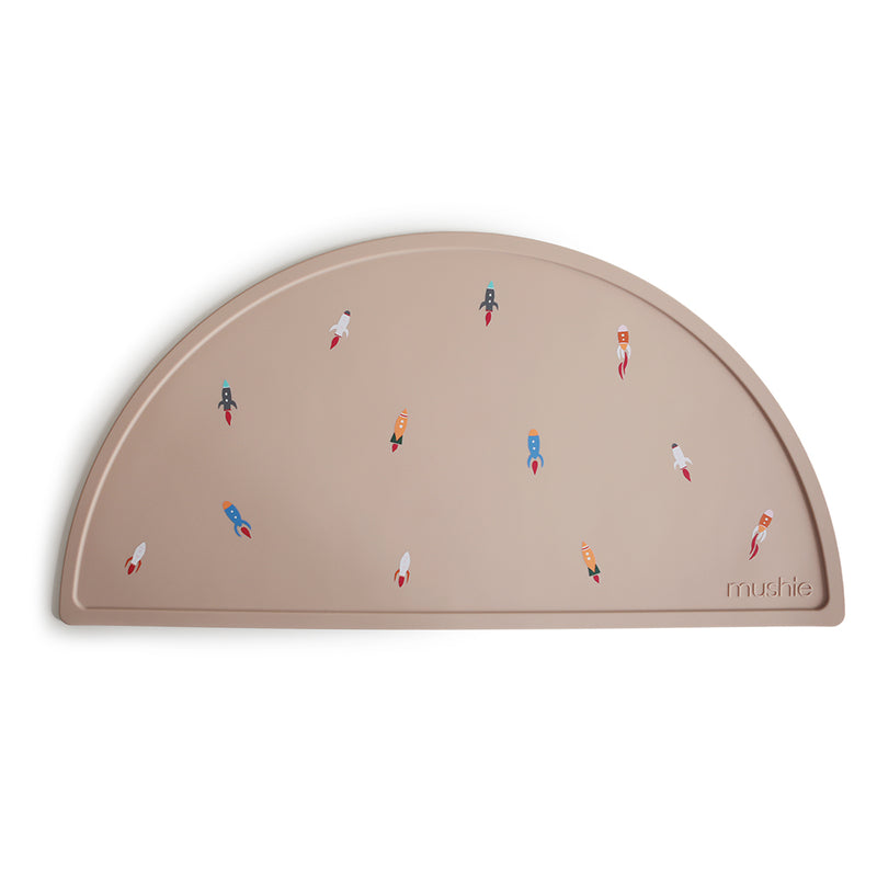 Mushie Silicon Placemat in Rockets Exciting rocket motifs that inspire adventure and creativity at mealtime