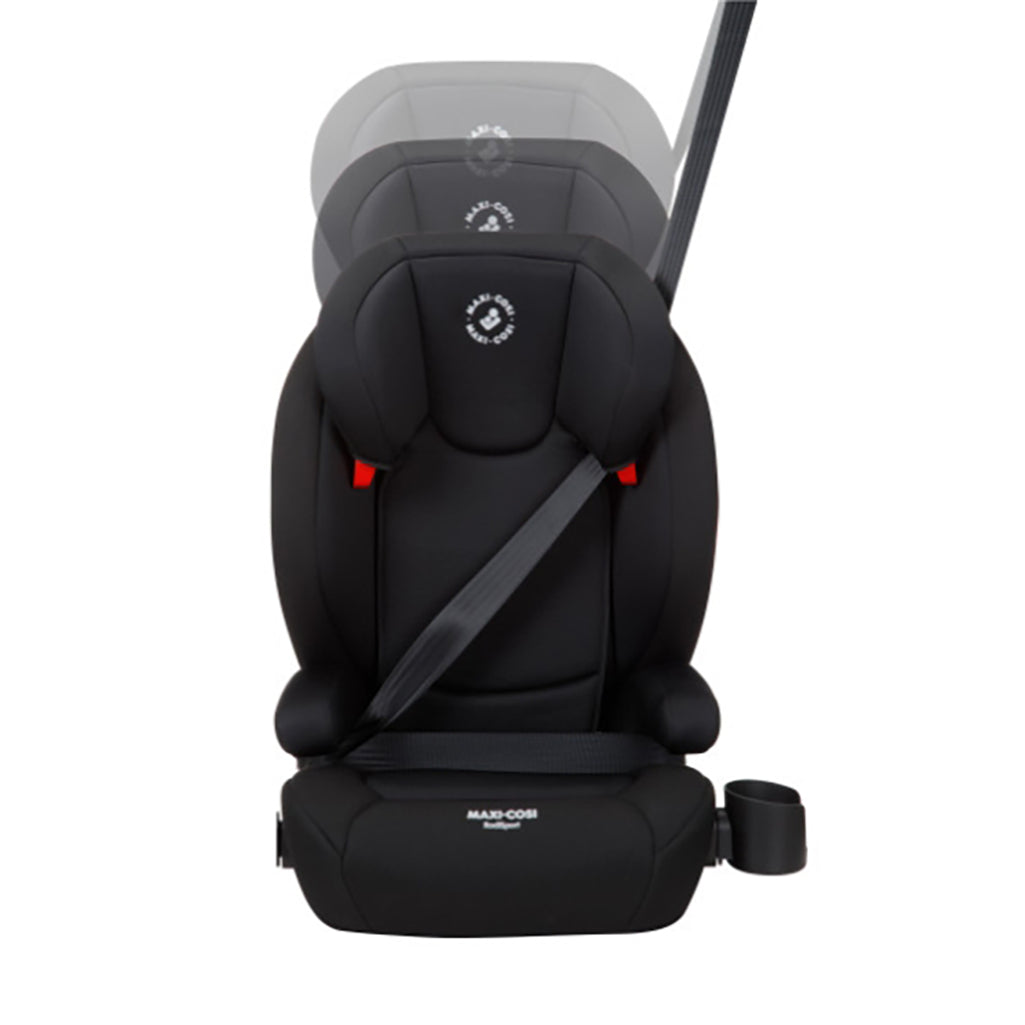 Maxi Cosi RodiSport headrest in Black, adjustable for comfort in this toddler car seat.