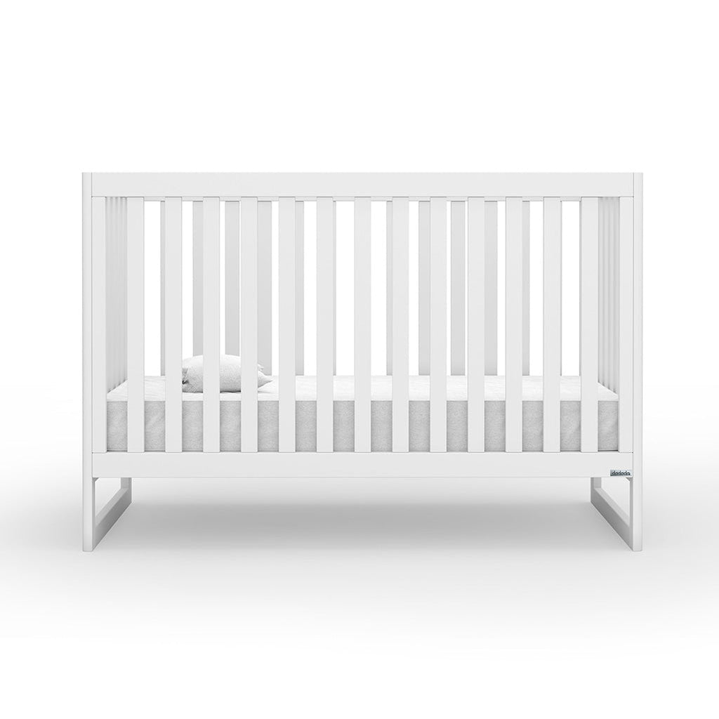 Dadada Austin 3-in-1 Convertible Crib in the color white. Baby furniture, toddler furniture