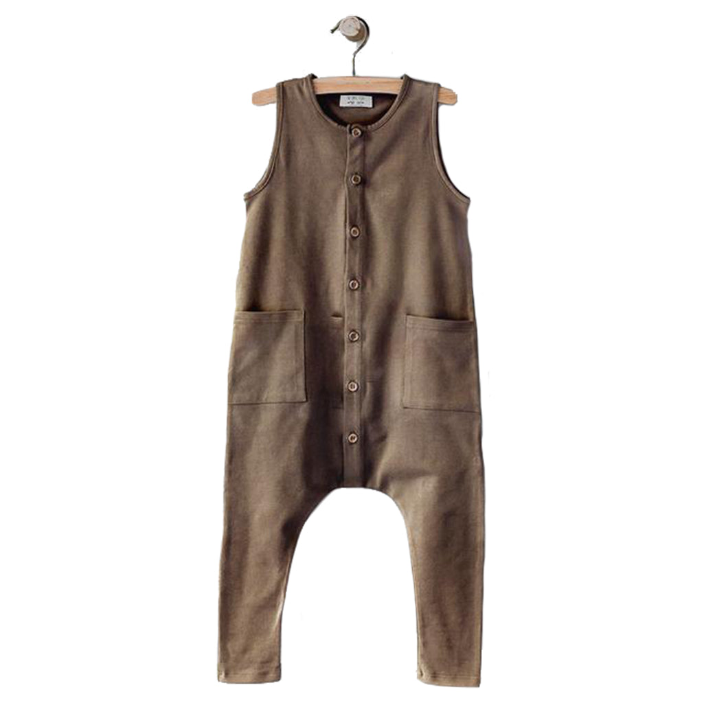 The Simple Folk Walnut Free-Range Playsuit Infant Baby Romper brown