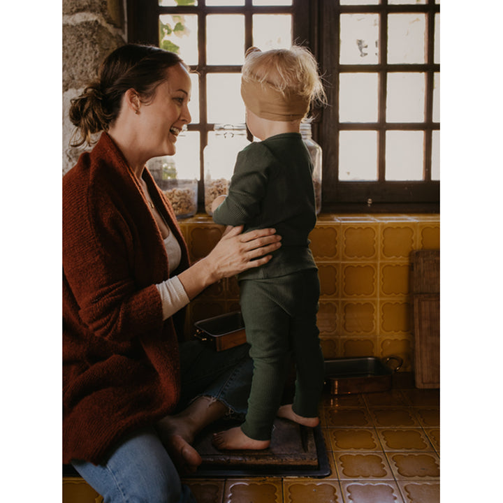 lifestyle_3, The Simple Folk Olive Waffle Leggings Organic Infant Baby Bottoms