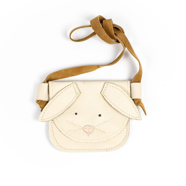 Starry Knight Cream Bunny Children's Quality Leather Purse off-white with light pink and brown accents