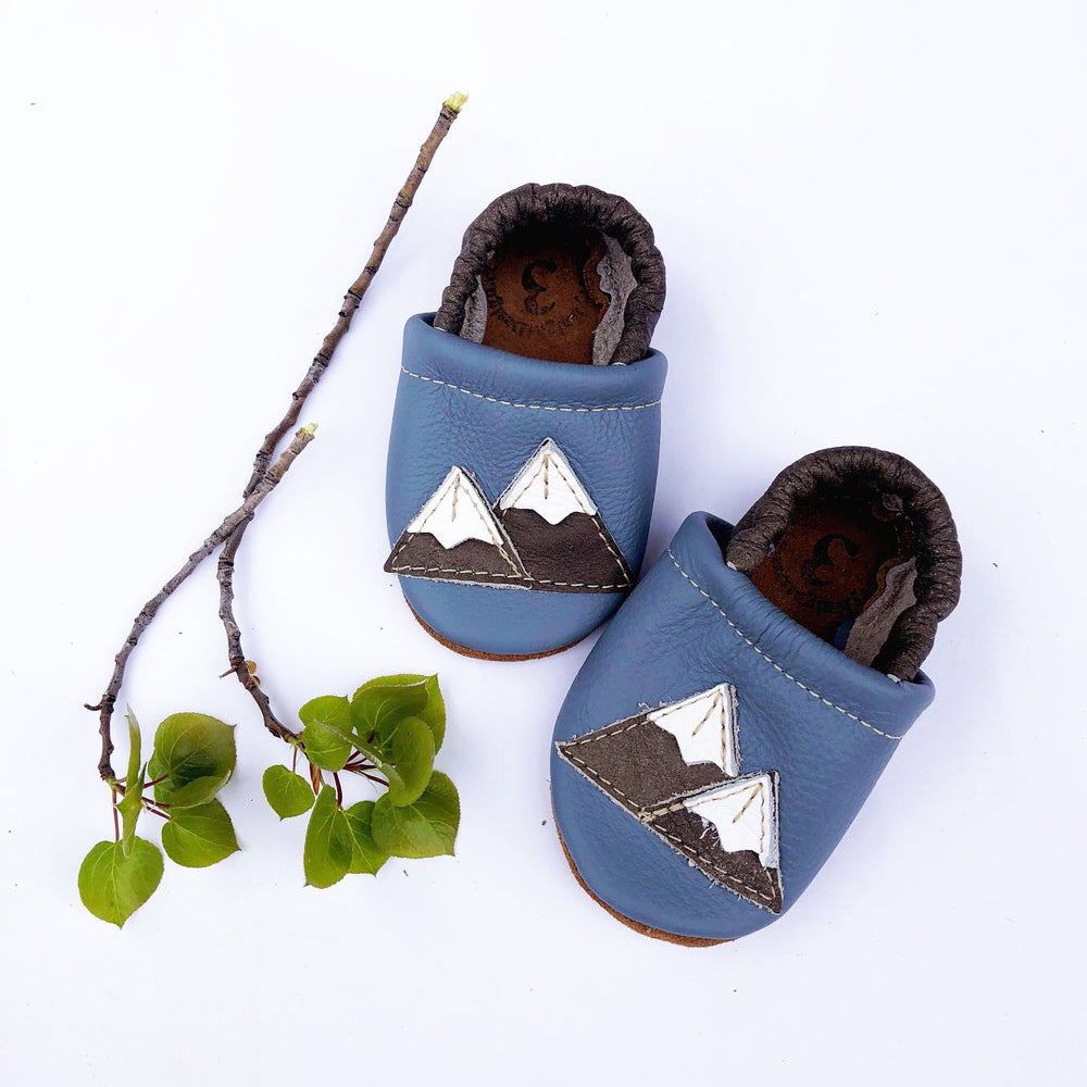 Starry Knight Design Baby Leather Shoes with Design big sky light blue mountains 