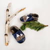 Starry Knight Design Baby Leather Shoes with Design denim navy mountains