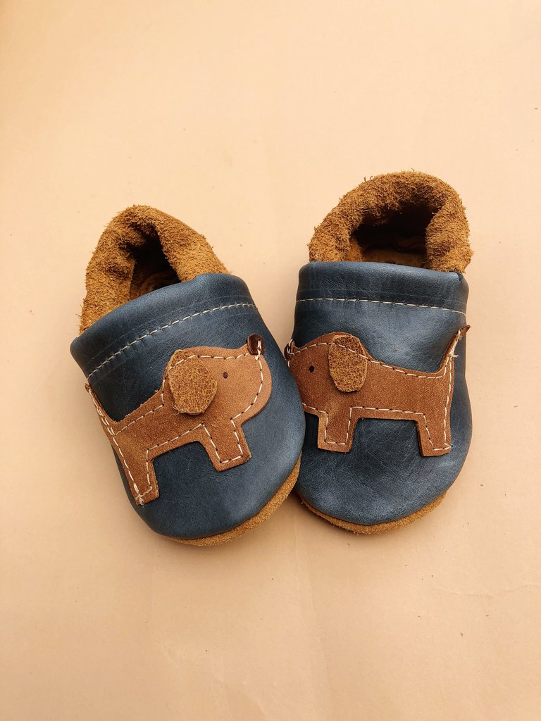 Starry Knight Design Baby Leather Shoes with Design navy denim doggies dog 