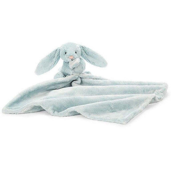 Jellycat Bashful Beau Bunny Soother Stuffed Animal Toy blue blanket with bunny