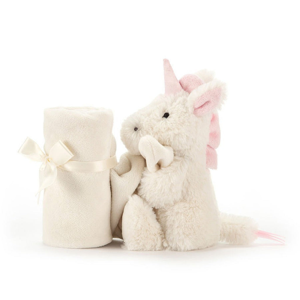 lifestyle_1, Jellycat Bashful Unicorn Soother Children's Stuffed Animal Toy side view