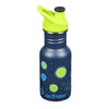 Klean Kanteen Planets Narrow 12oz Kid's Sports Cap Water Bottle dark blue and lime green