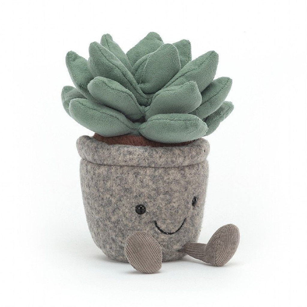 Jellycat Azulita Silly Succulent Children's Stuffed Plush Toy green with a grey pot