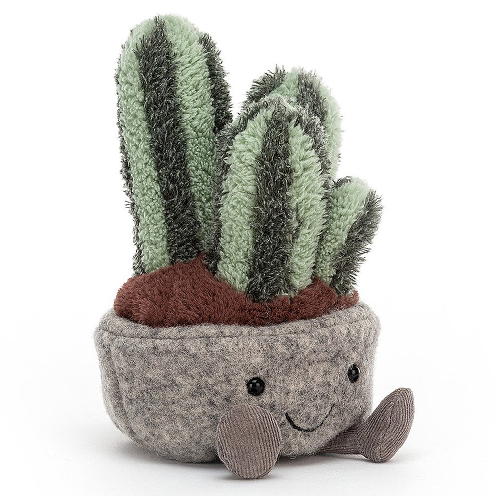 Jellycat Columnar Cactus Silly Succulent Children's Stuffed Toy potted plant dark green stripes