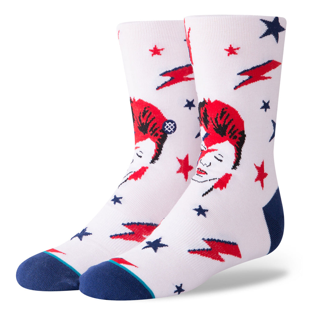 Stance Star Man David Bowie Classic Toddler Boys Socks white red blue detail 