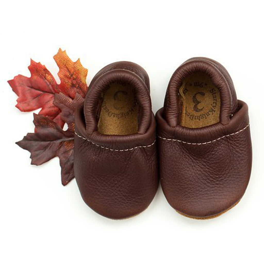 Starry Knight Design Baby Leather Loafers ebony dark brown