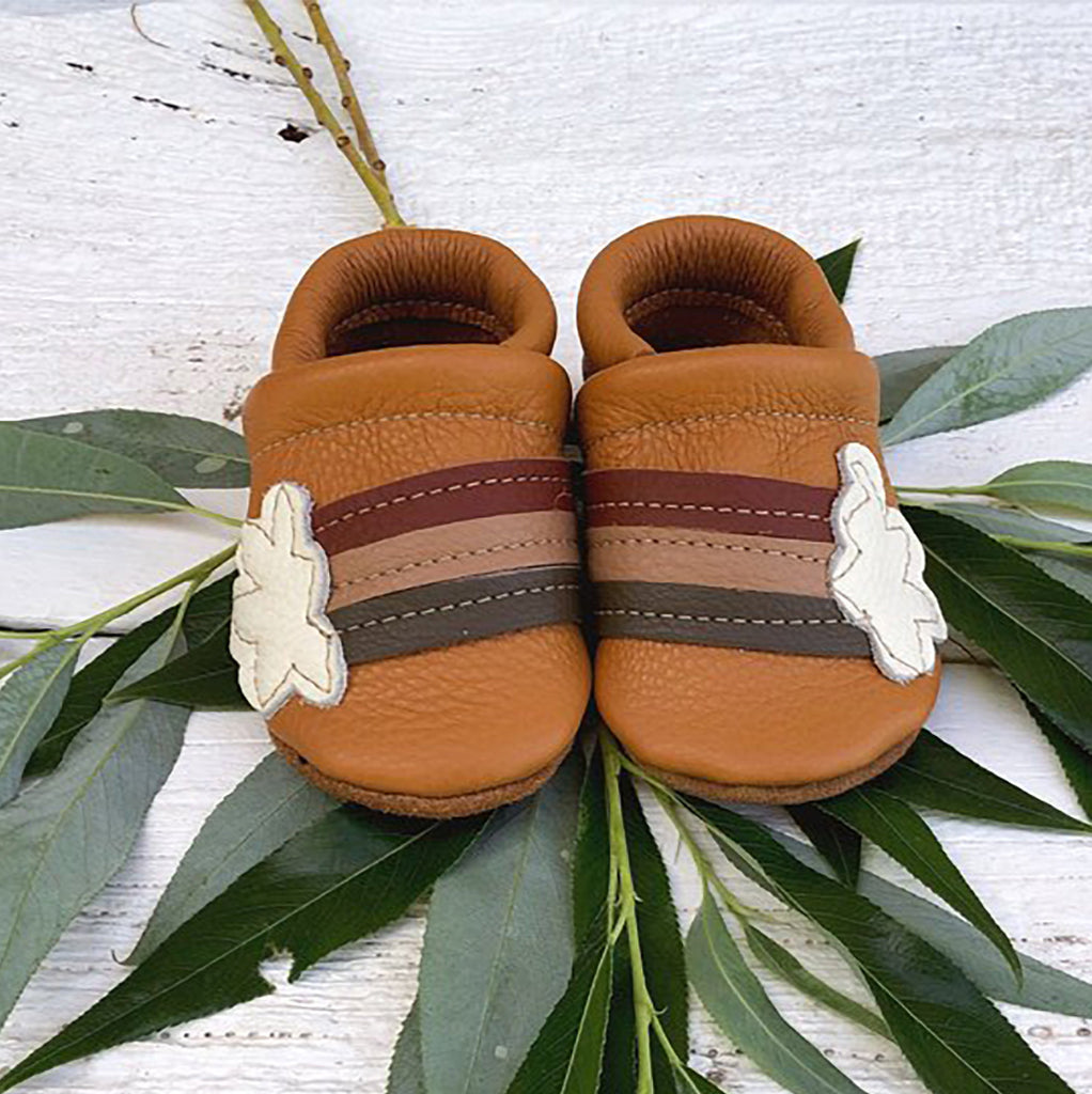 Starry Knight Design Baby Leather Shoes with Design rainbow honey brown neutral