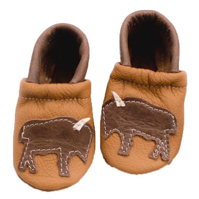 Starry Knight Design Baby Leather Shoes with Design tan bison brown