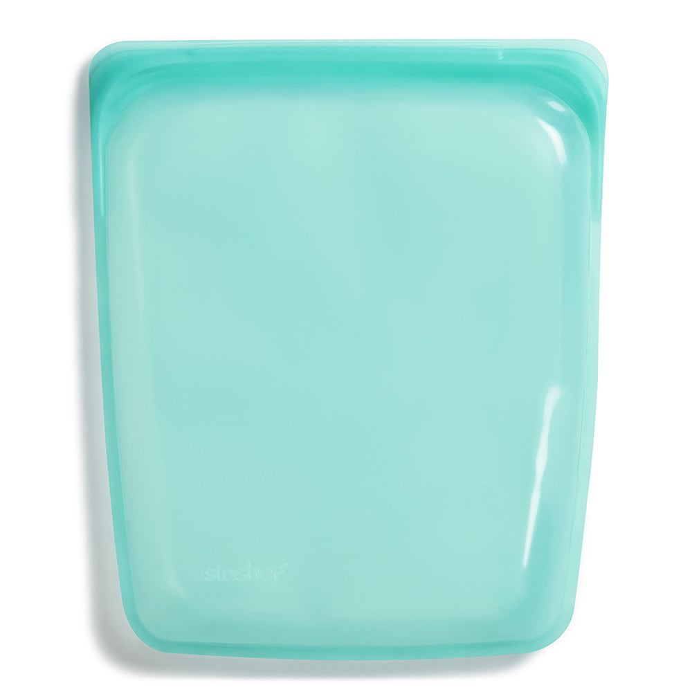Stasher 100% Platinum Silicone Resealable Reusable Half-Gallon Bags aqua blue 