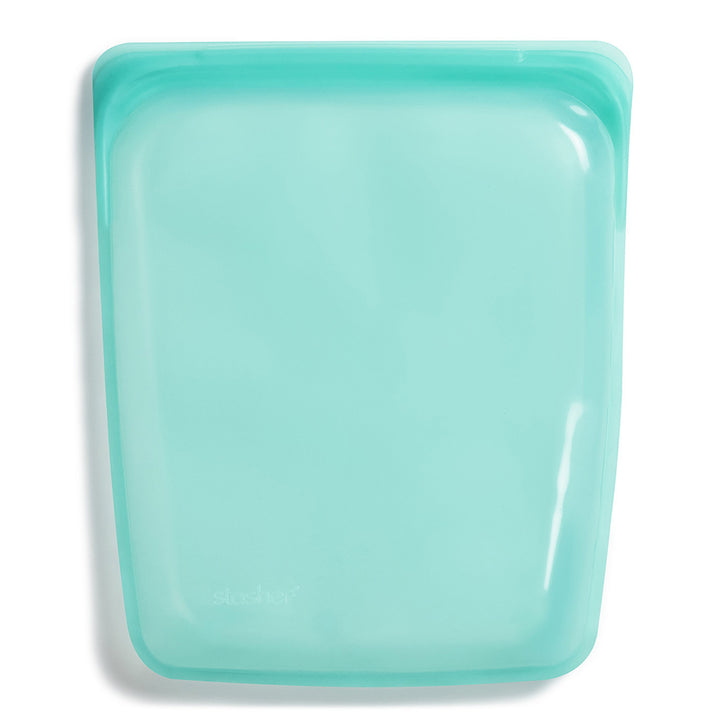 Stasher 100% Platinum Silicone Resealable Reusable Half-Gallon Bags aqua blue 