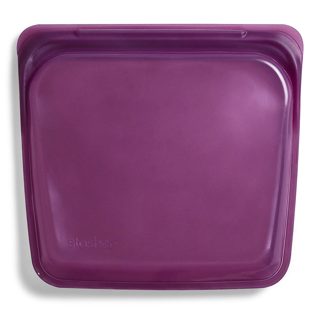 Stasher 100% Platinum Silicone Resealable Reusable Sandwich Bags dusk dark purple 