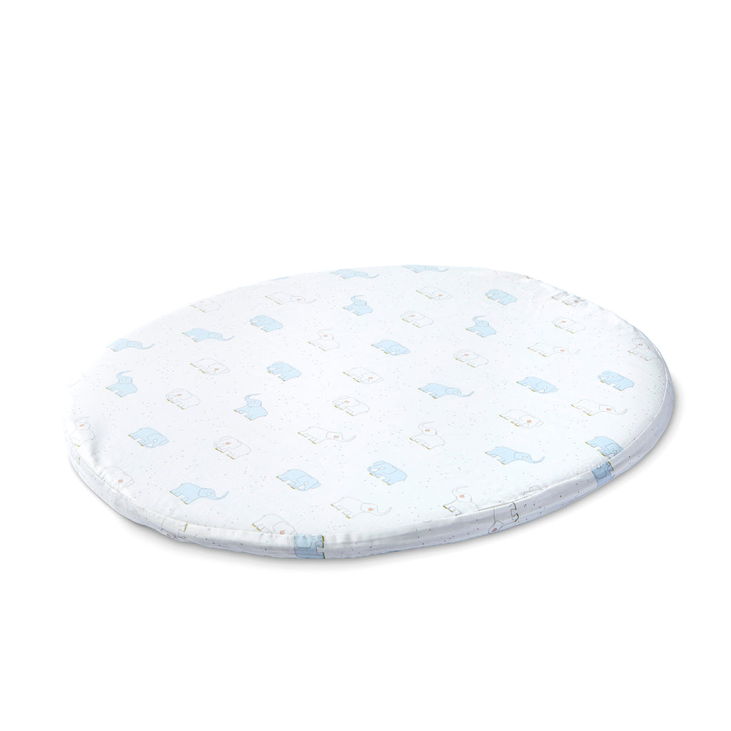 stokke sleepi mini oval fitted crib sheet cotton bedding petit pehr exclusive collection elephant blue