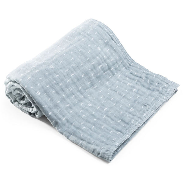 Stokke 100% Muslin Cotton Stroller Blanket slate blue sea 