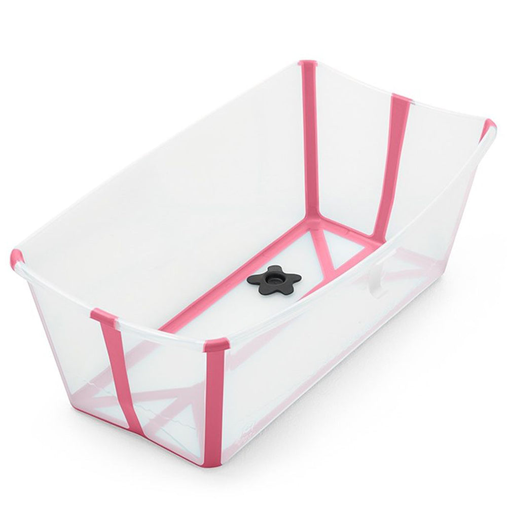 Stokke FlexiBath Newborn to Toddler with Heat Sensitive Plug Bath Tub transparent pink