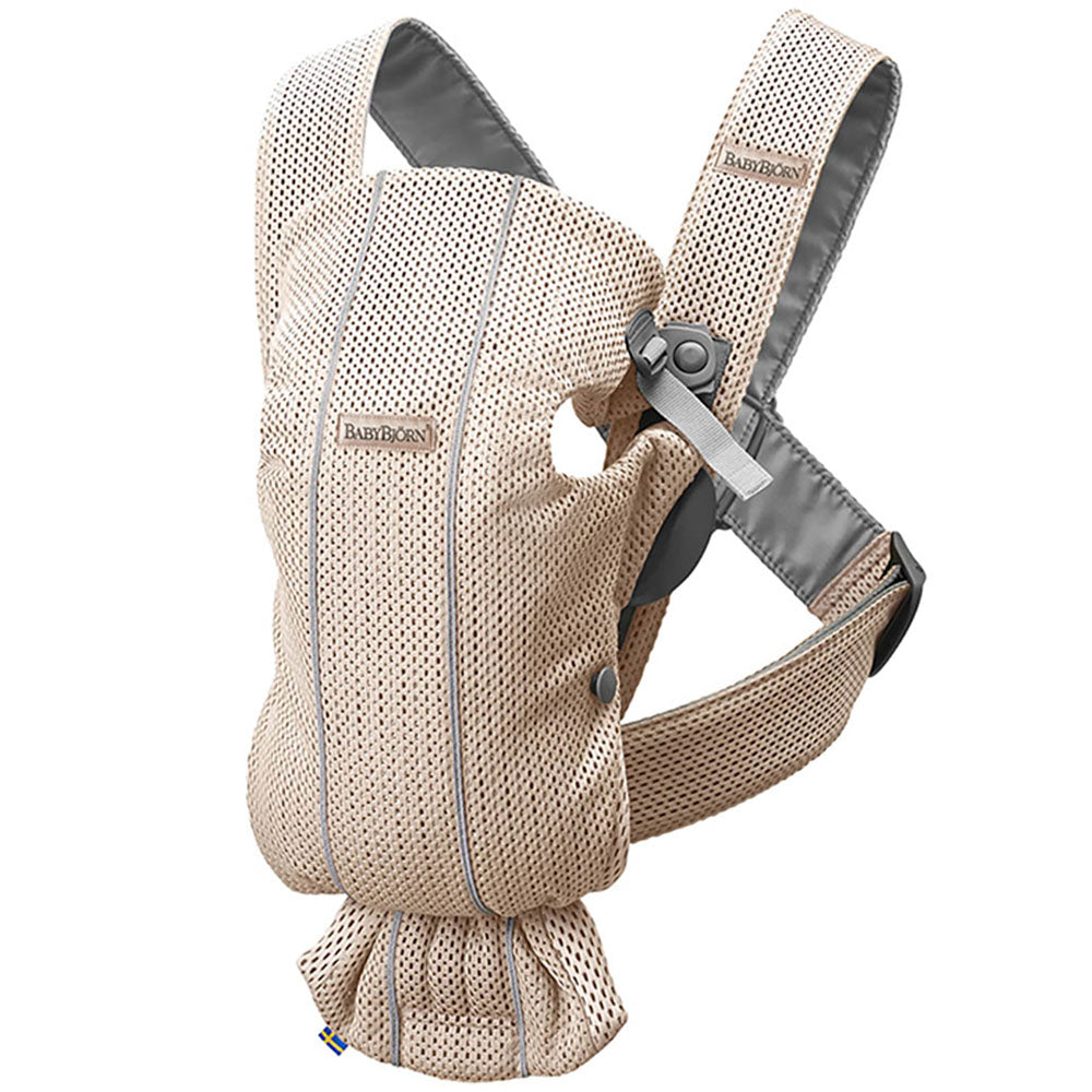 BabyBjorn Open Box Babybjorn Mini Baby Carrier back carry position lifestyle image showing comfortable babywearing