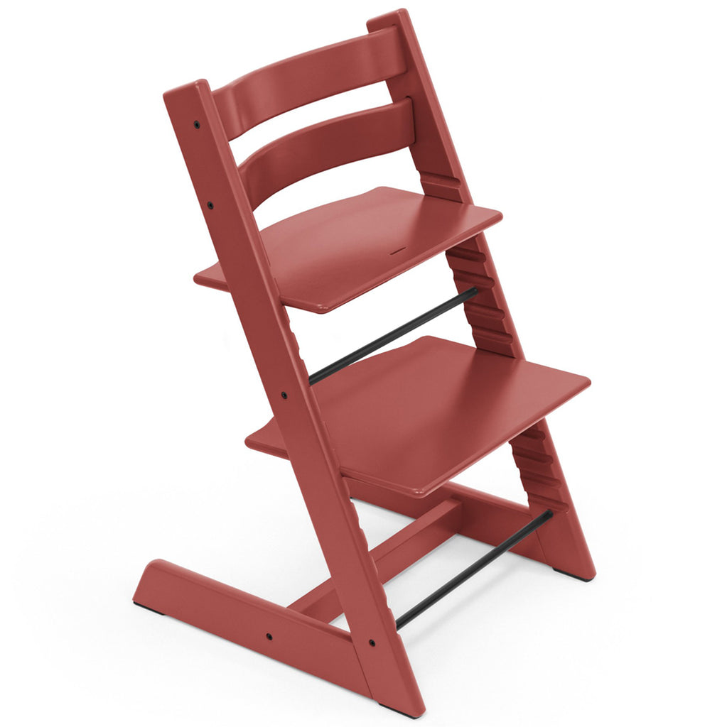 Stokke Beech Wood Adjustable Ergonomic Tripp Trapp Chair warm red muted 