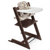 Stokke Beech Wood Adjustable Ergonomic Tripp Trapp High Chair Complete walnut brown chair honey comb calm neutral cushion white tray