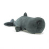 Jellycat Sullivan Sperm Whale Stuffed Animal Children's Toy. Dark grey with light grey underbelly. Front view.