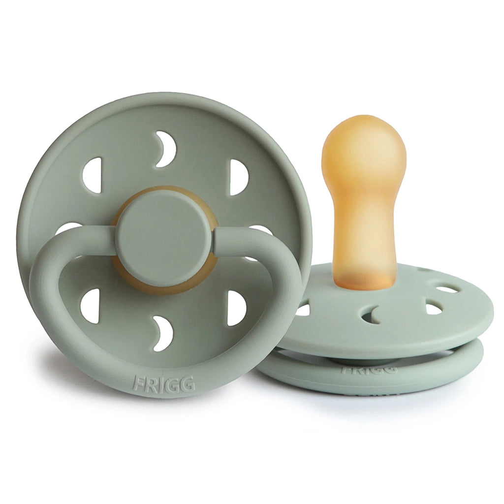 FRIGG Moon Phase Natural Rubber Baby Pacifier in Sage.