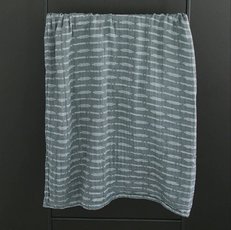 Mebie Baby Dusty Blue Horizon Cotton Muslin Swaddle Blanket