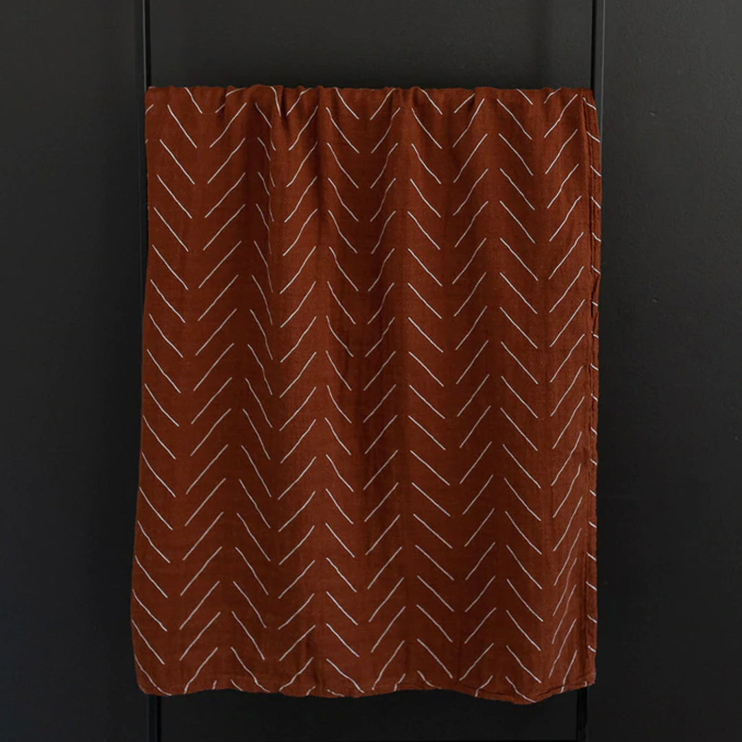 clay red muslin swaddle blankets by mebie baby