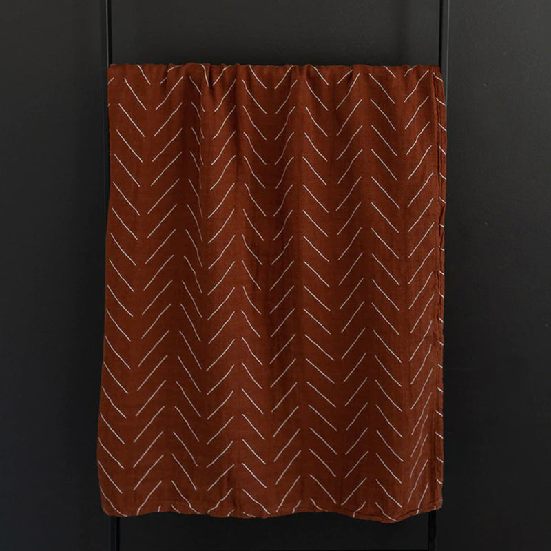 clay red muslin swaddle blankets by mebie baby