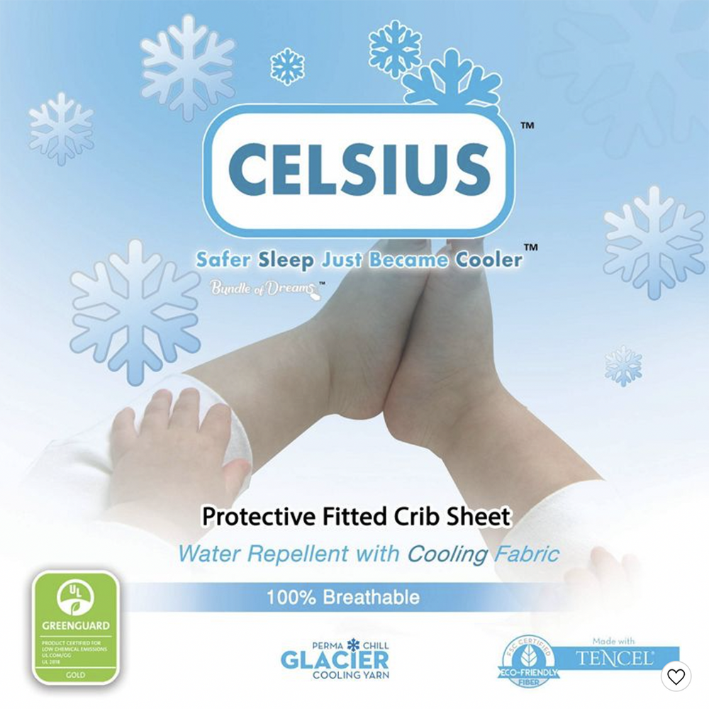 Packaging for Bundle of Dreams Celsius Fitted Crib Sheet in White Quilted