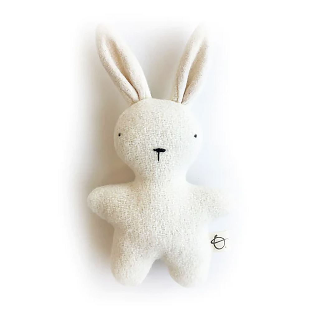 Ouistitine White Plush Rabbit Children's Stuffed Animal Toy all white fabric, black eyes & nose