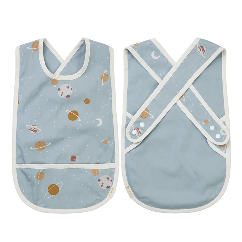 Fabelab Planetary Cross Back Bib, Cotton Feeding Accessory with Multicolored Planet Print