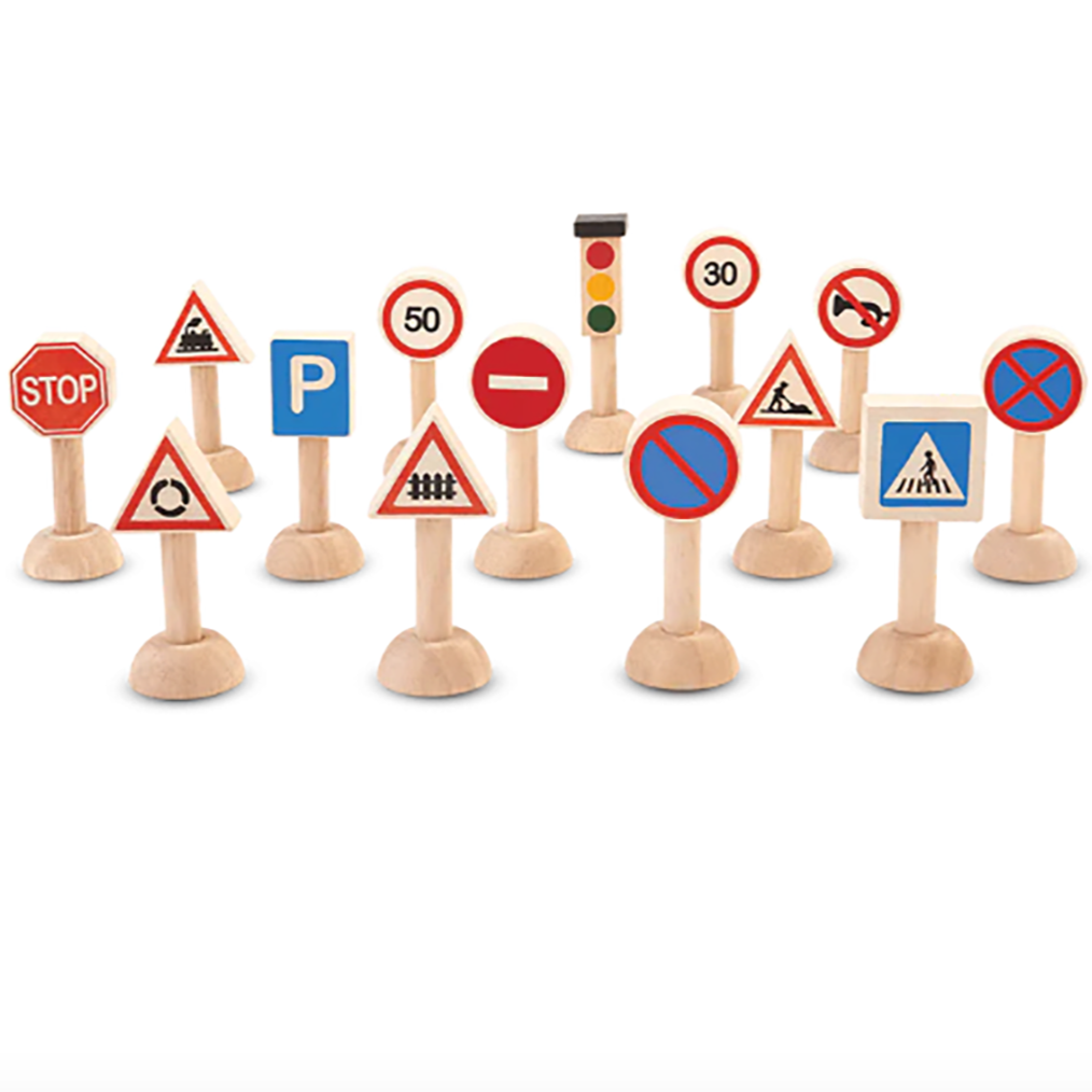 Plan Toys traffic signs for wooden car play