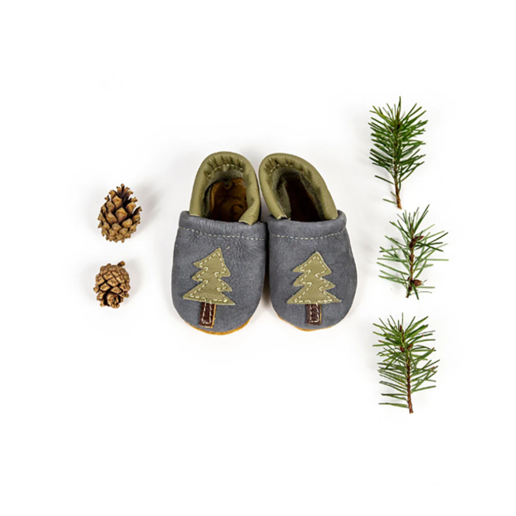 Leather Baby Shoes with trees on them by Starry Knight 