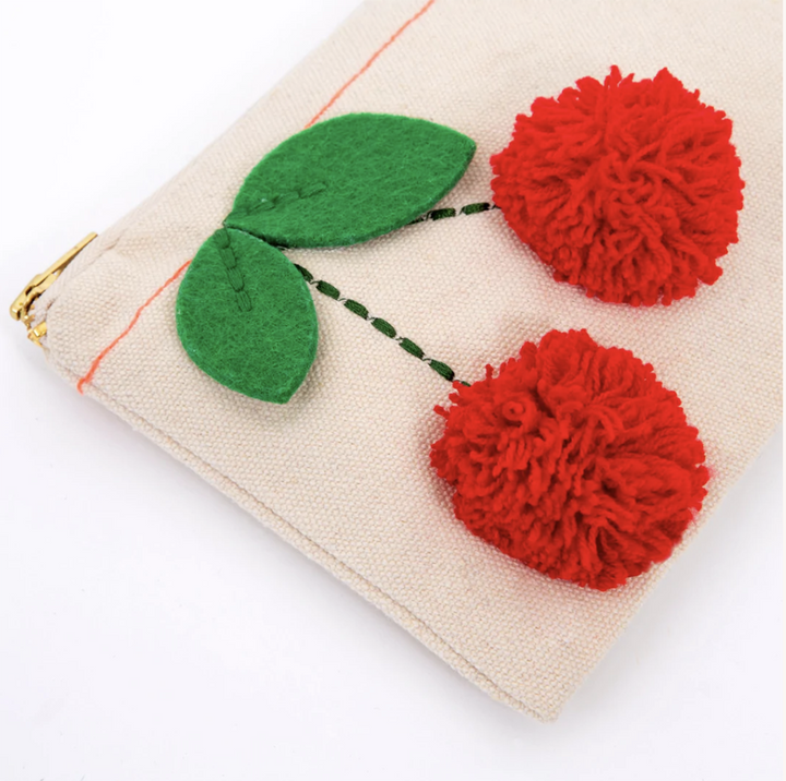 Meri Meri Natural Cotton Canvas Kid's Cherry Pouch