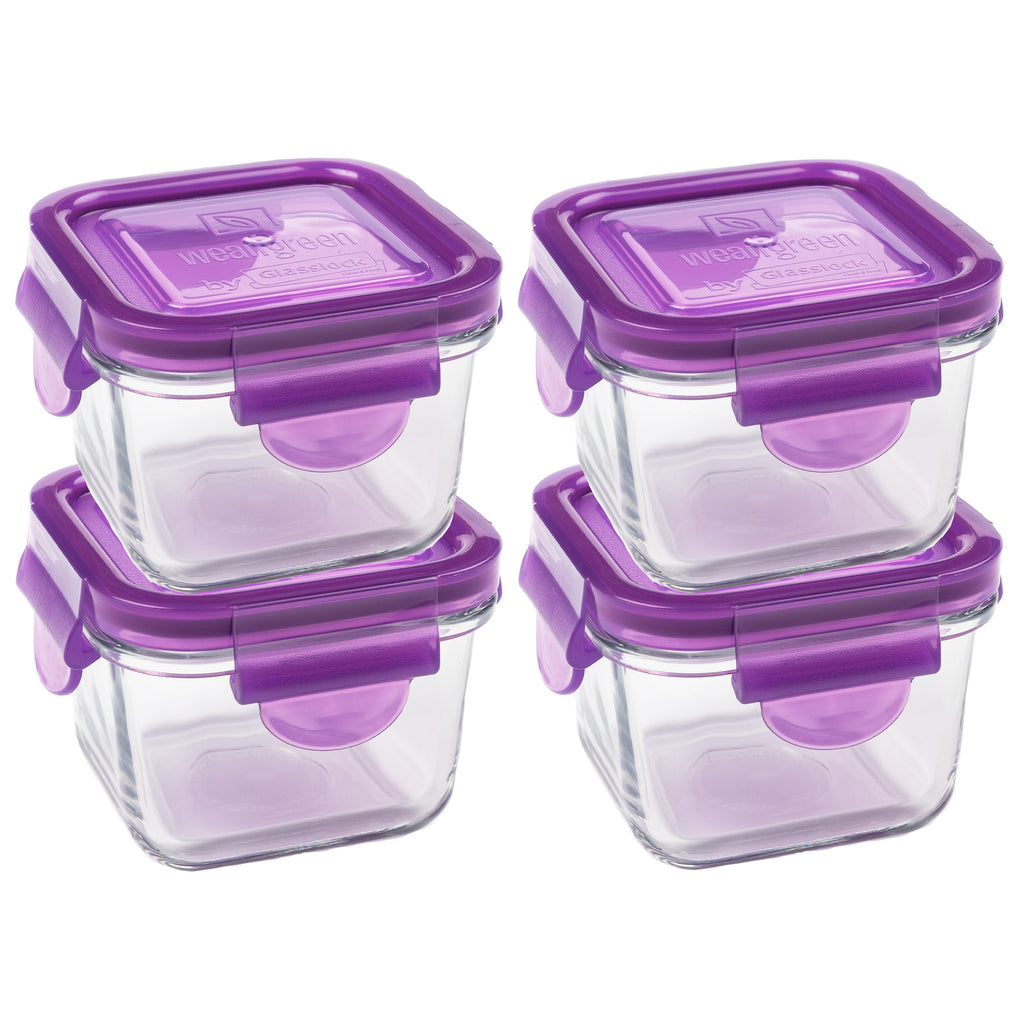 Wean Green Grape Snack Cubes Reusable Food Storage Container Set purple