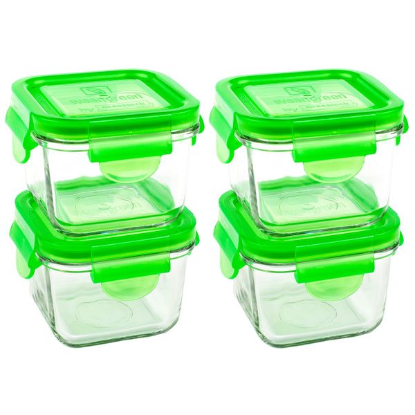 Wean Green Pea Snack Cubes Reusable Food Storage Container Set green 