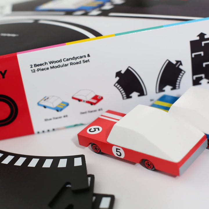 Candylab Speedway Set Children's Toy Race Car Track with Two Cars, great for imaginative building