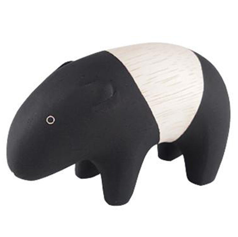 T-Lab Polepole Wooden Animals Hand-Crafted Toys malayan tapir black white 